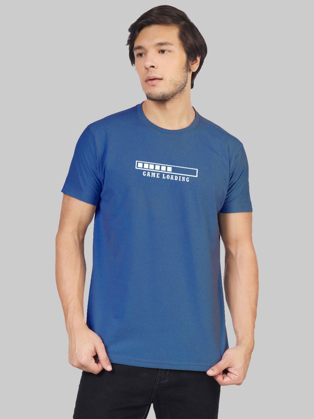 

Greylongg Men Graphic Printed Round Neck T-shirt, Blue