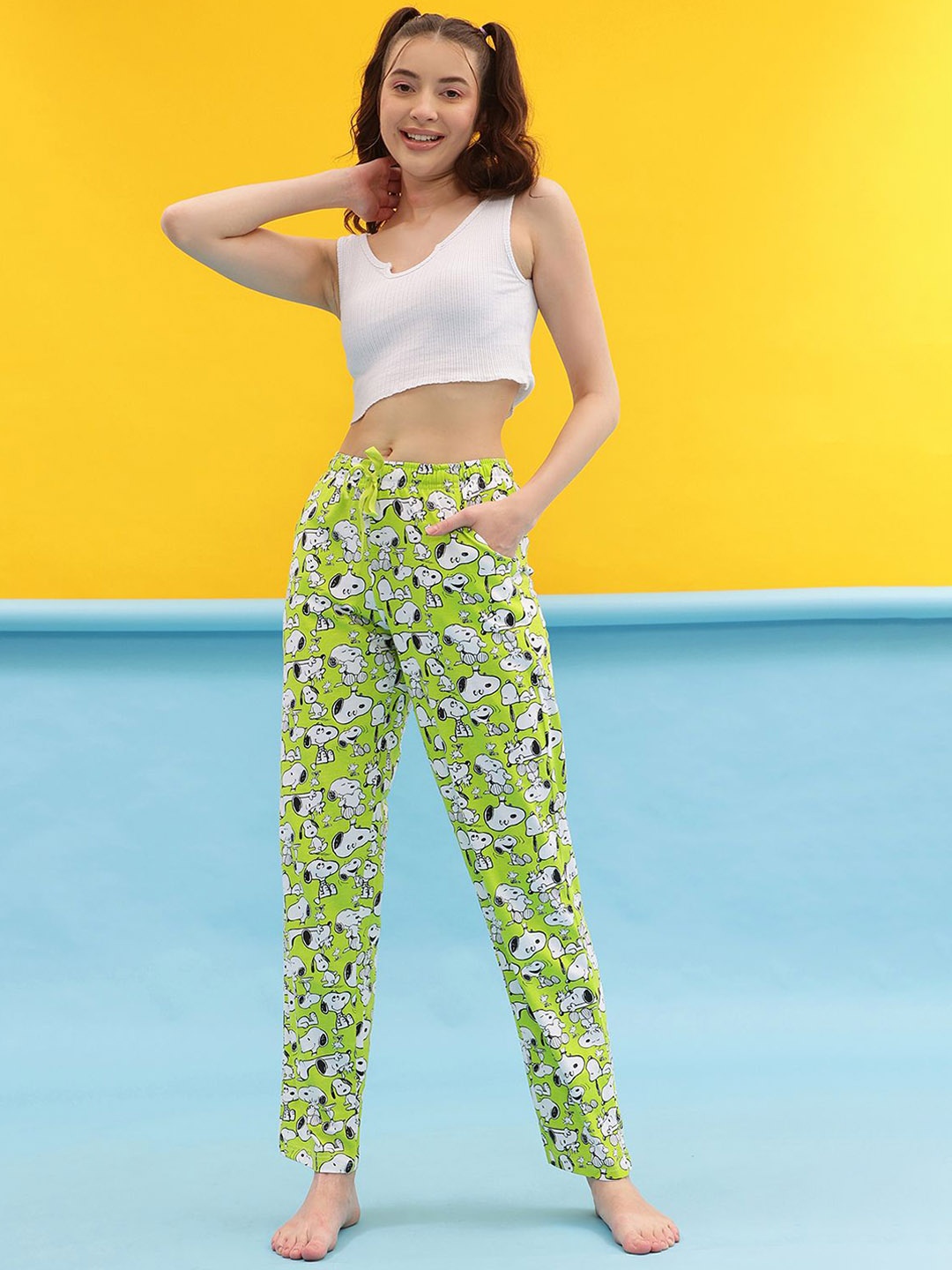 

Clovia Printed Cotton Lounge Pant, Green