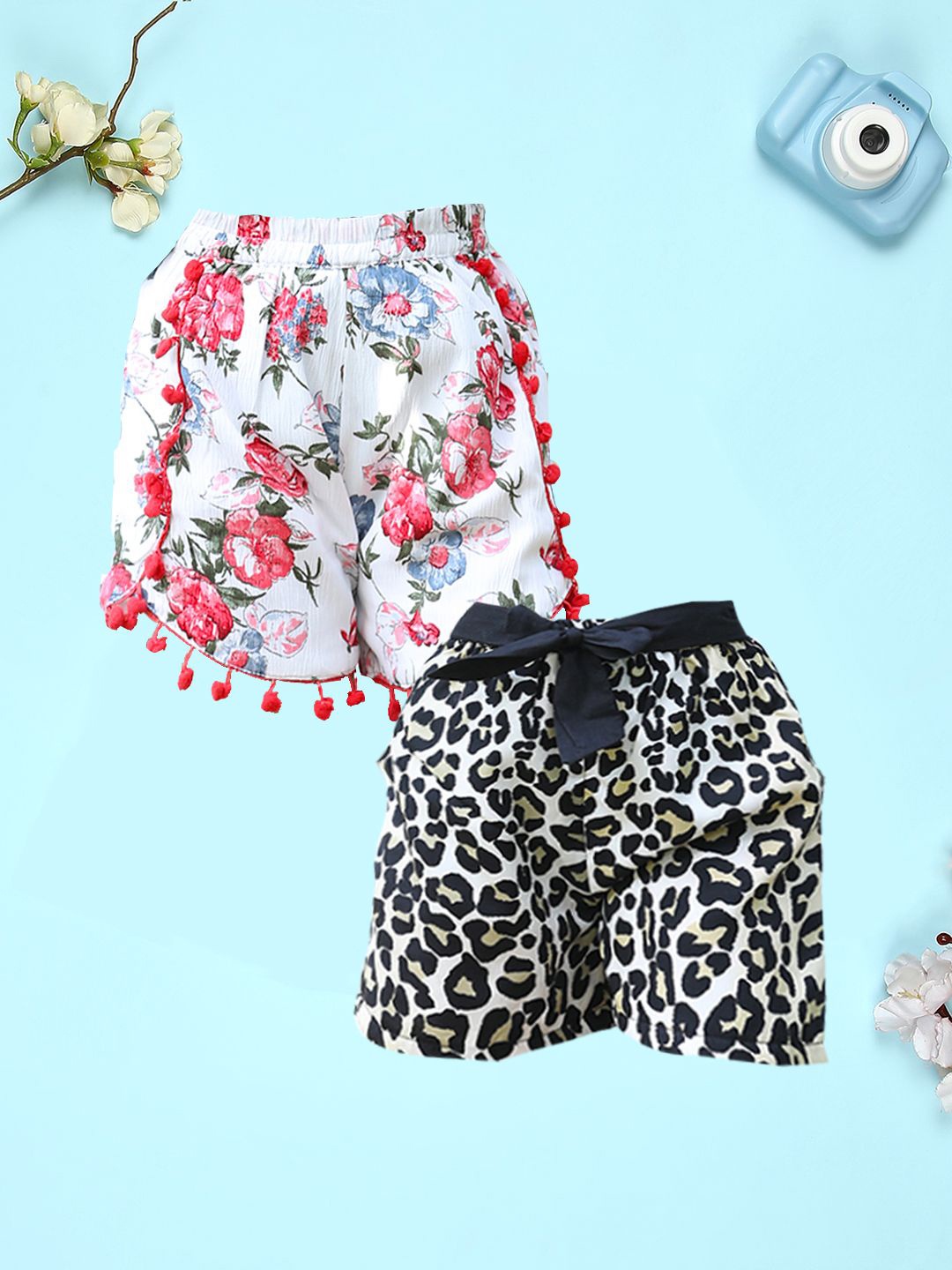 

Cutiekins Girls Floral Printed High-Rise Shorts, Multi