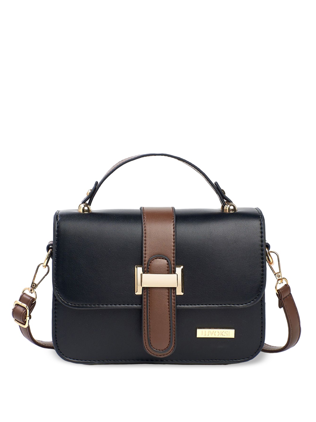 

Luvoksi Colourblocked PU Structured Satchel, Black