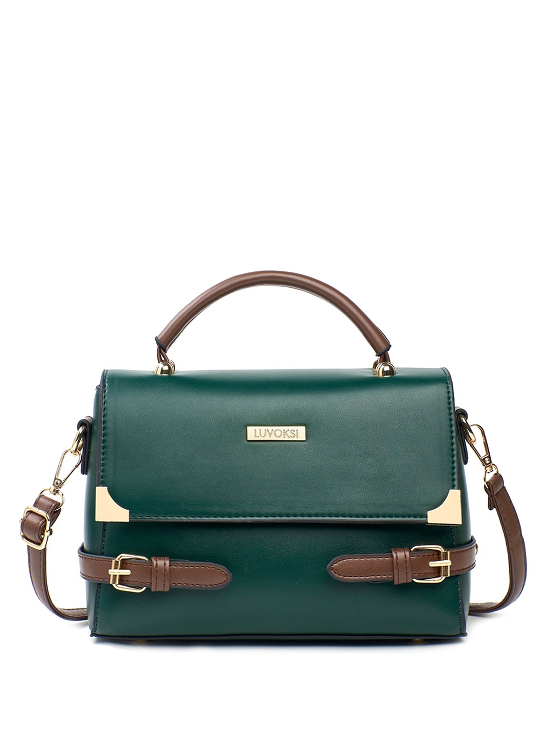 

Luvoksi Colourblocked PU Structured Satchel, Green