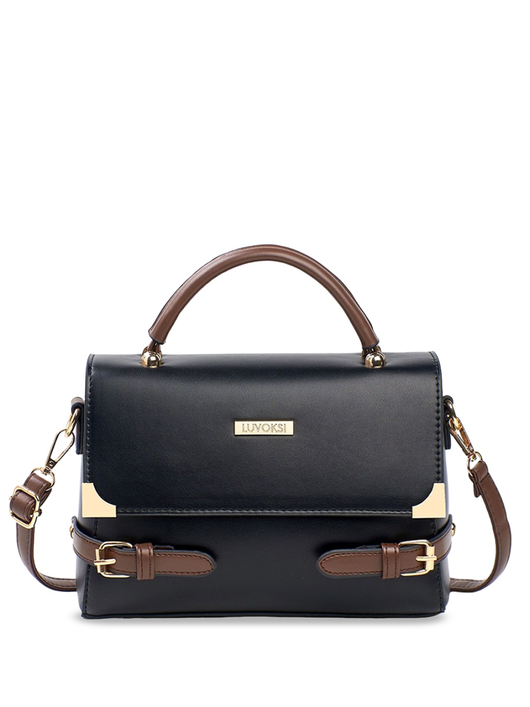 

Luvoksi Colourblocked PU Structured Satchel, Black