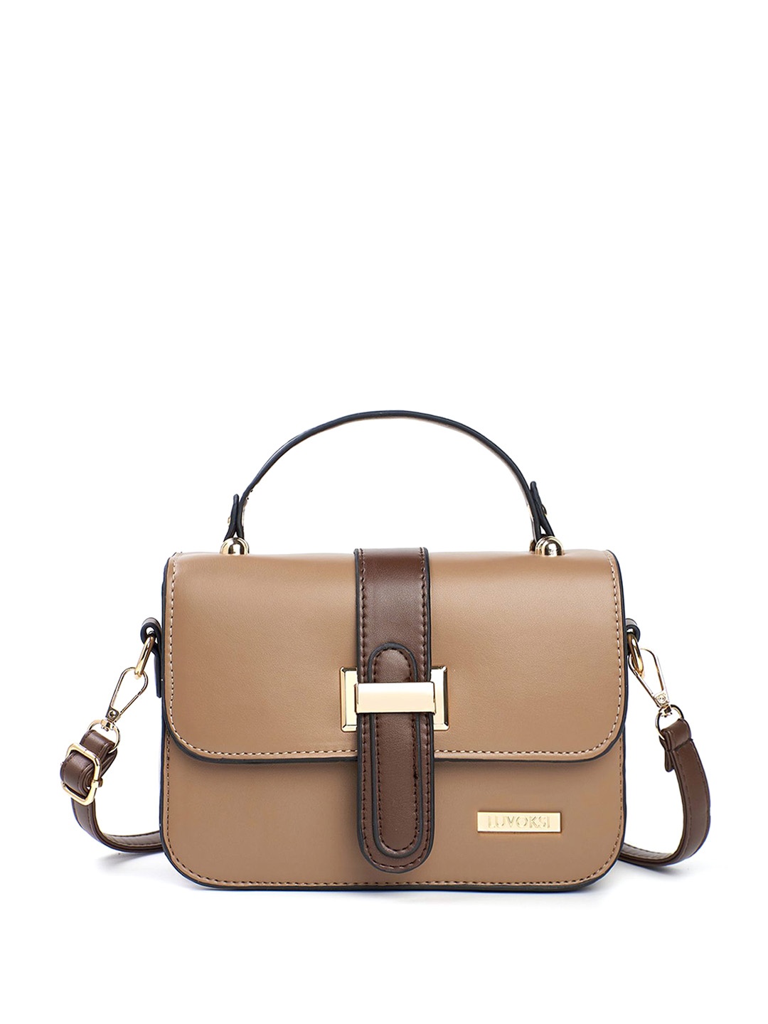 

Luvoksi Typography Structured Satchel Bag, Brown