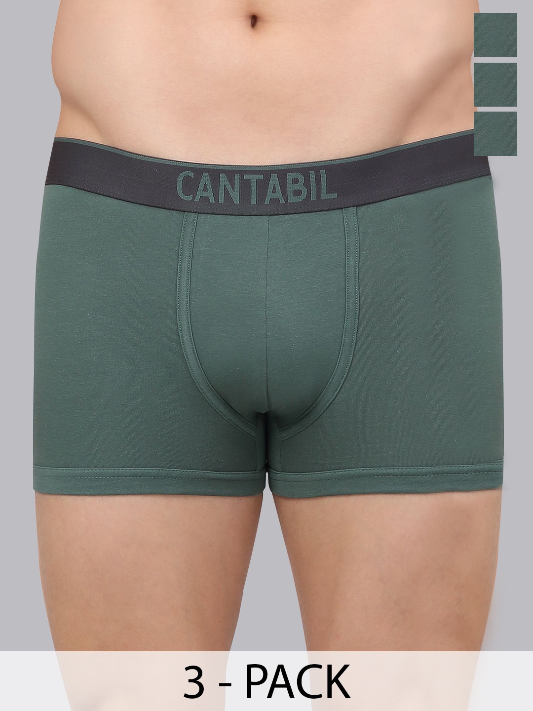 

Cantabil Men Pack of 3 Cotton Trunk, Green
