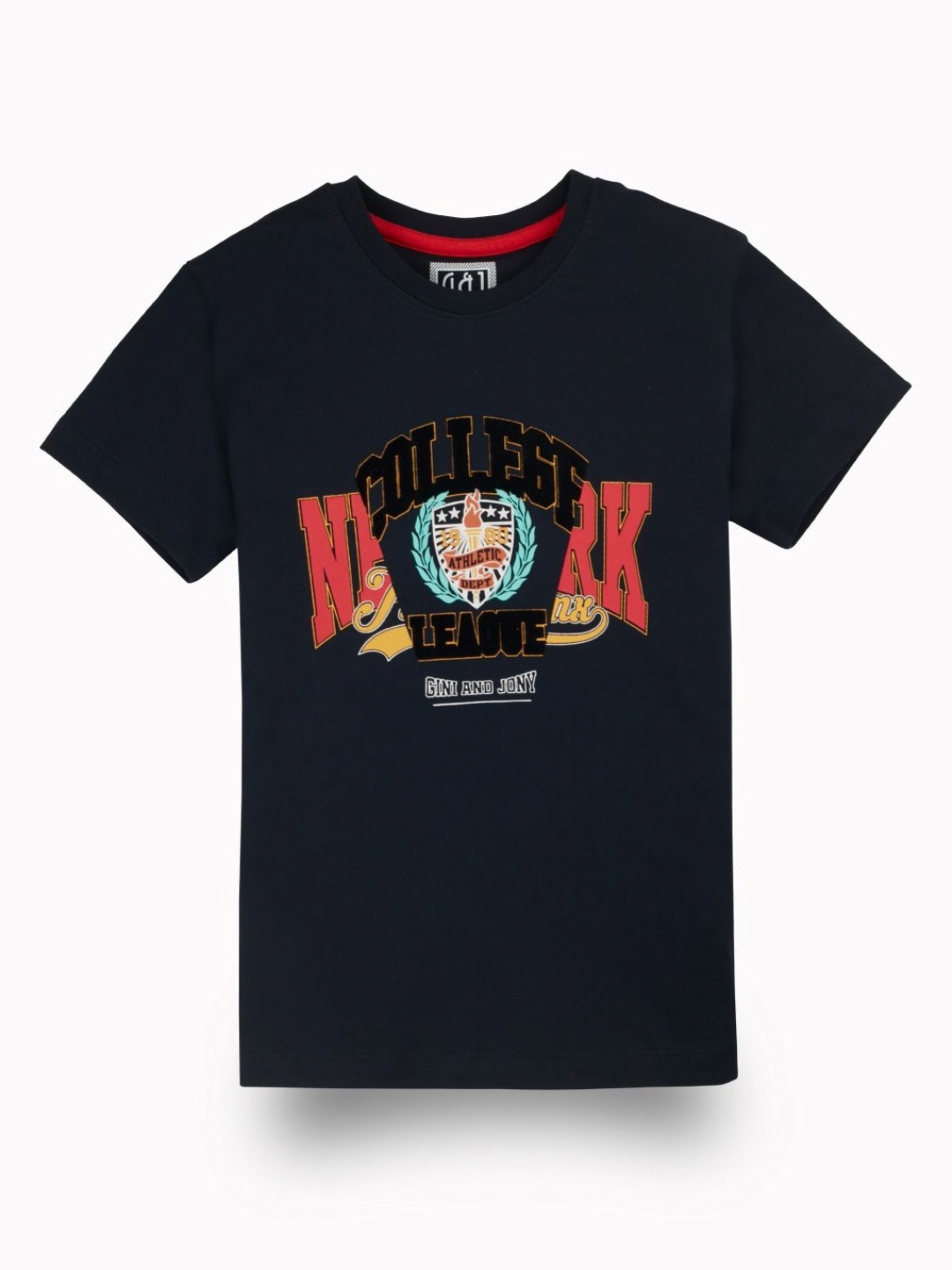 

Gini and Jony Boys Round Neck Graphic Printed T-shirt, Navy blue