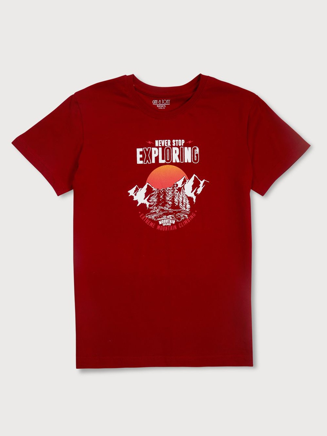 

Gini and Jony Boys Round Neck Graphic Printed T-shirt, Red