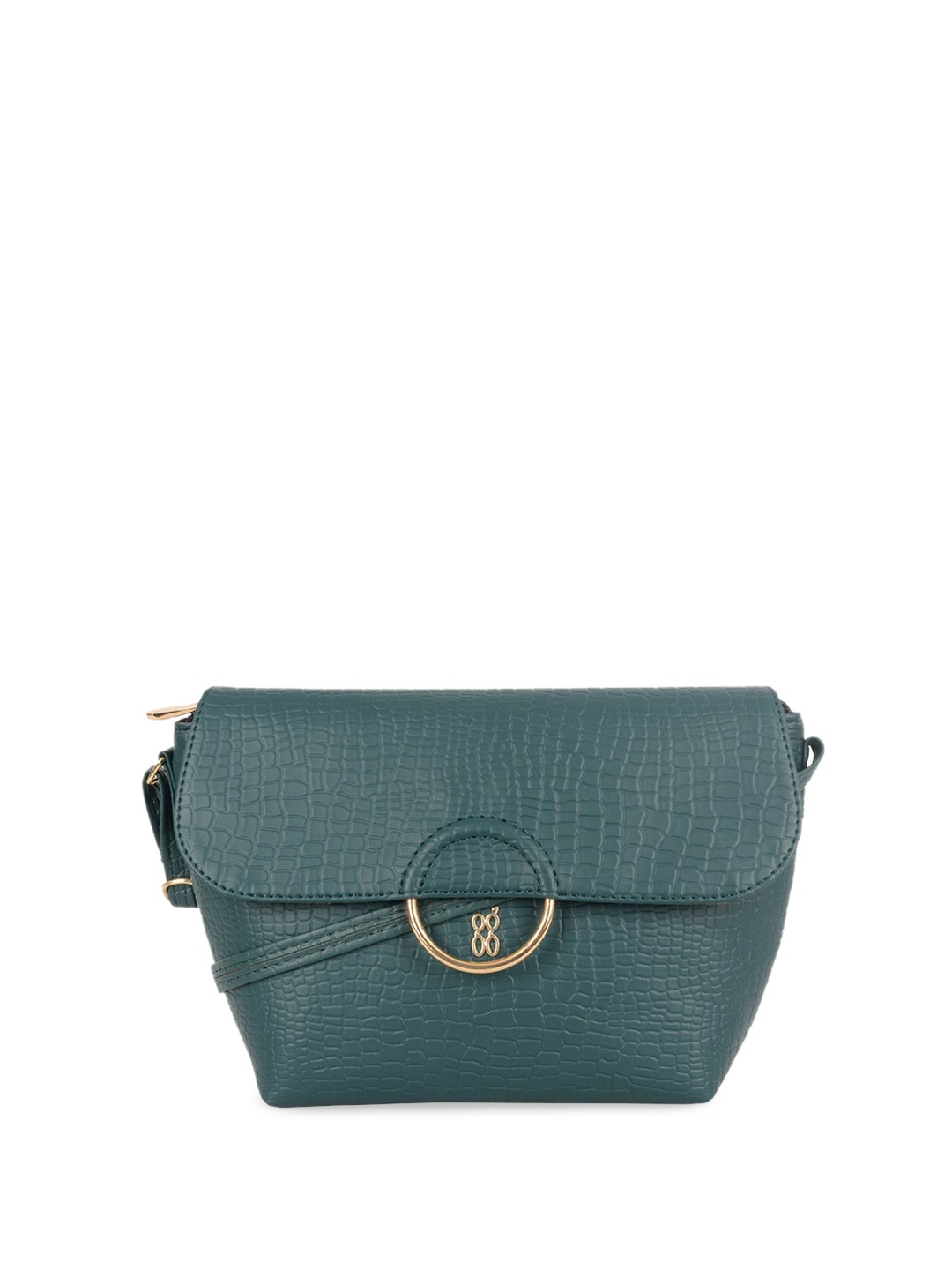 

Baggit Textured Structured Non-Detachable Sling Strap Sling Bag, Green