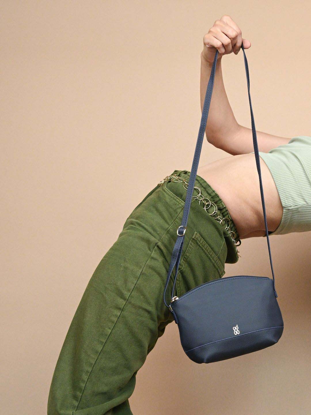 

Baggit PU Structured Sling Bag, Blue