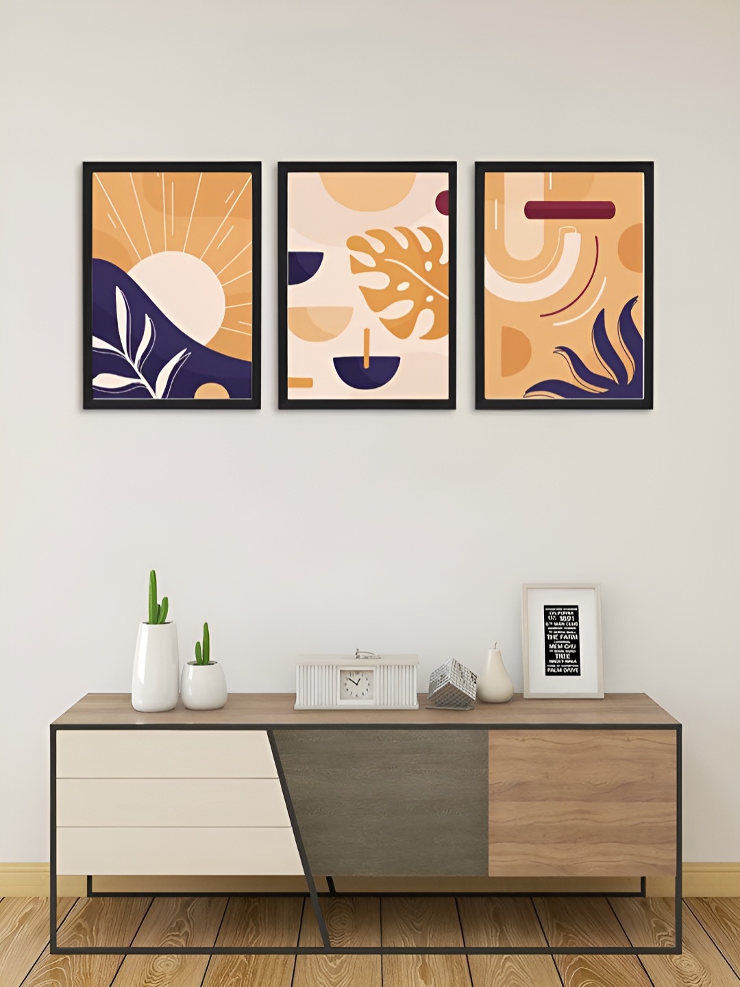 

Giftii Blue & Beige 3 Pieces Wooden Wall Art