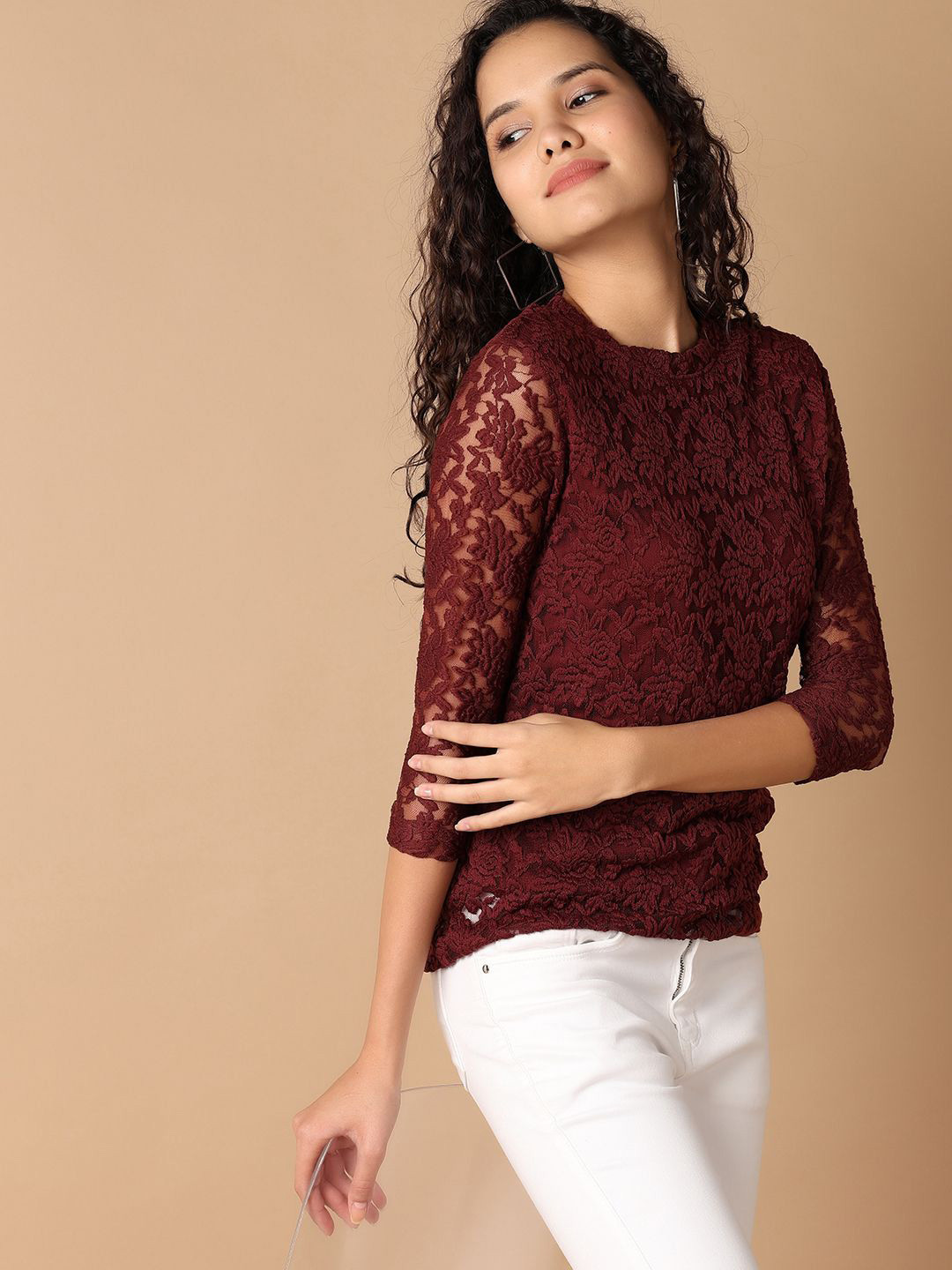 

V-Mart Cotton Top, Maroon