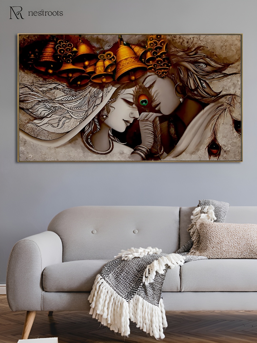 

nestroots Brown & Gold-Toned Divine Canvas Framed Painting Wall Art