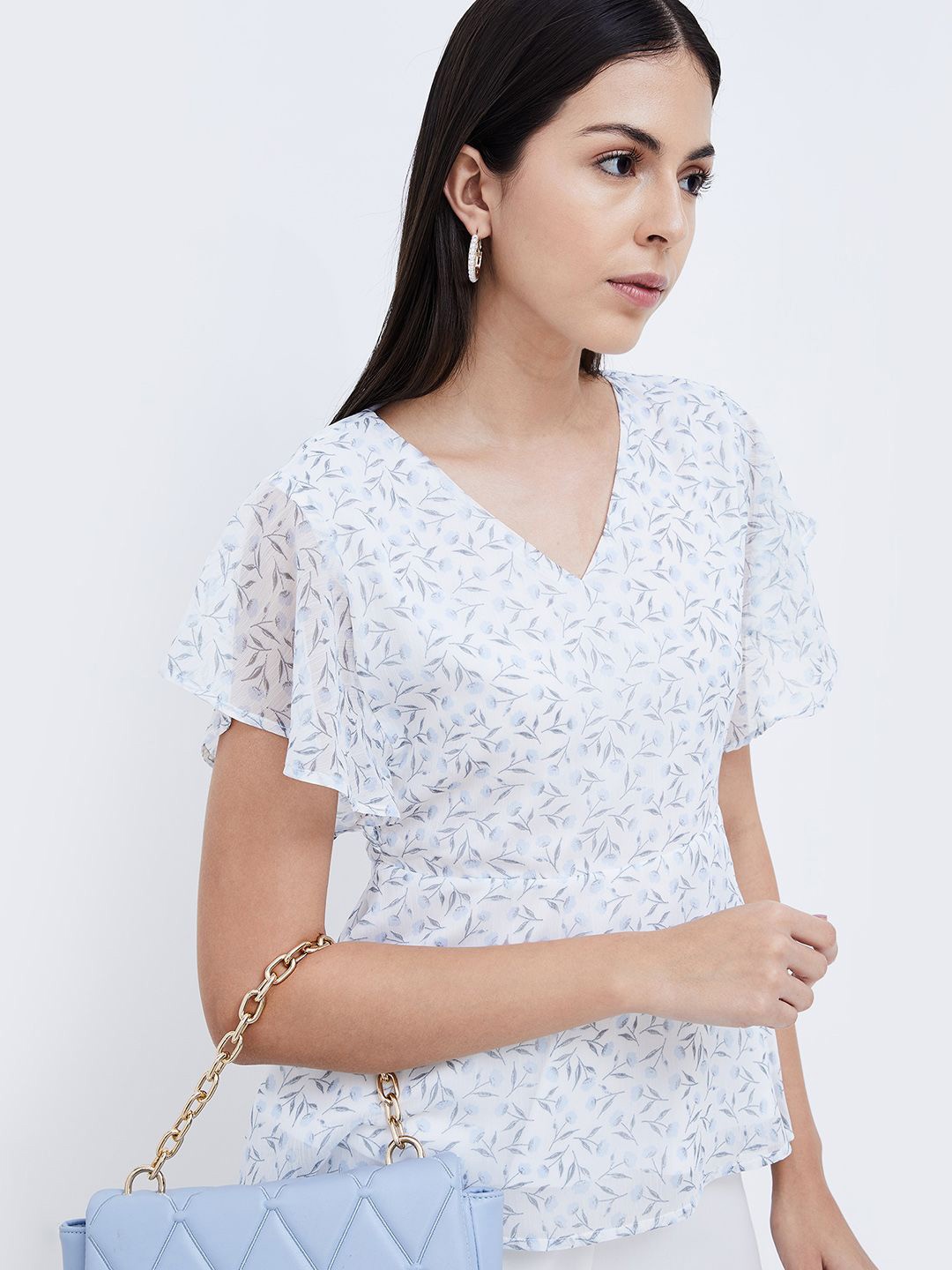 

CODE by Lifestyle Flutter Sleeve Wrap Top, Blue