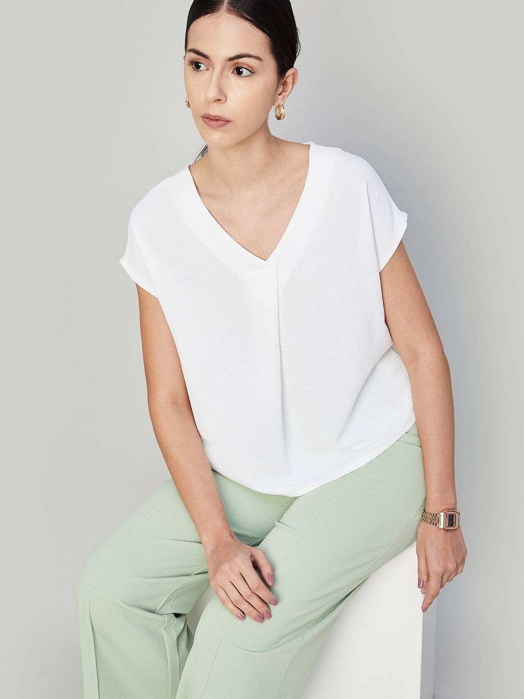 

CODE by Lifestyle Solid Short Sleeves Boxy Top, White