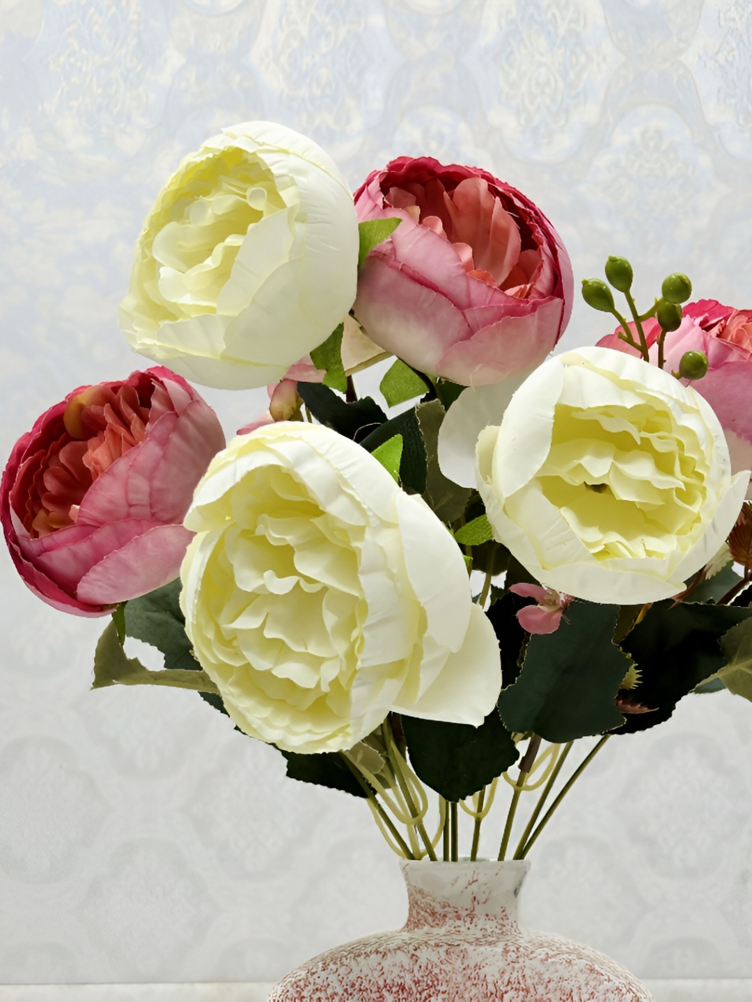 

Dekorly White & Pink Peonies Artificial Flowers Bouquets