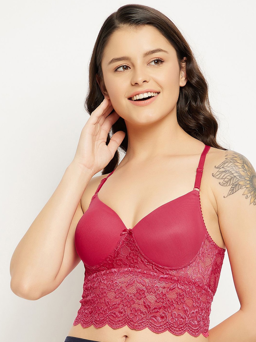 

Clovia Bralette Bra Full Coverage Lightly Padded, Pink