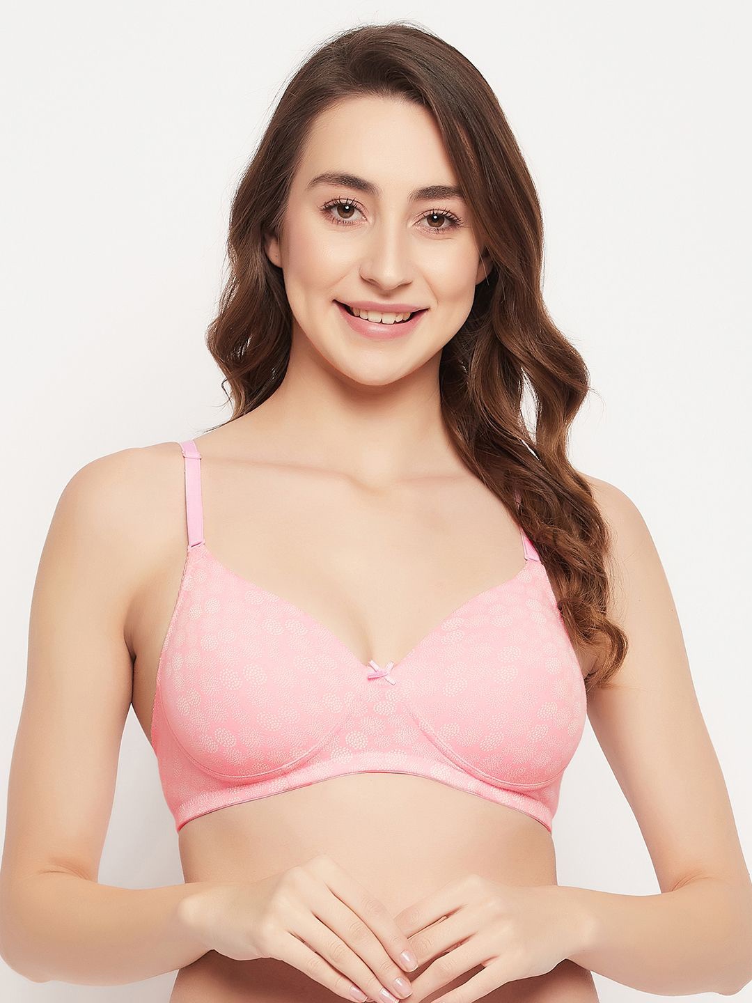 

Clovia Geometric Printed Bra Full Coverage Lightly Padded, Pink