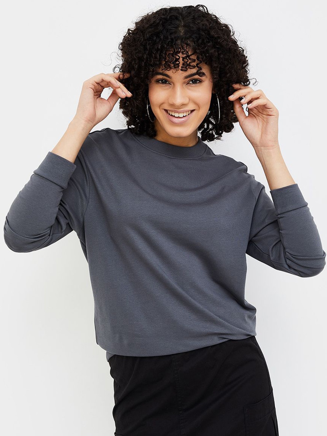 

Fame Forever by Lifestyle Women cotton hood neck Sweatshirt, Grey