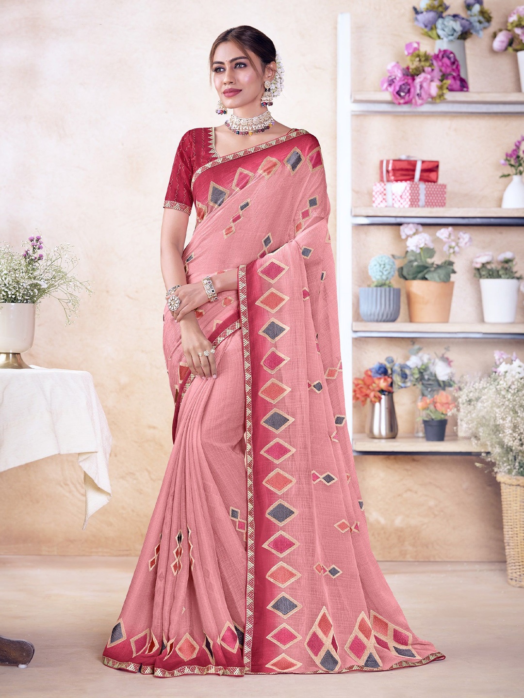 

Laxmipati Printed Saree, Pink