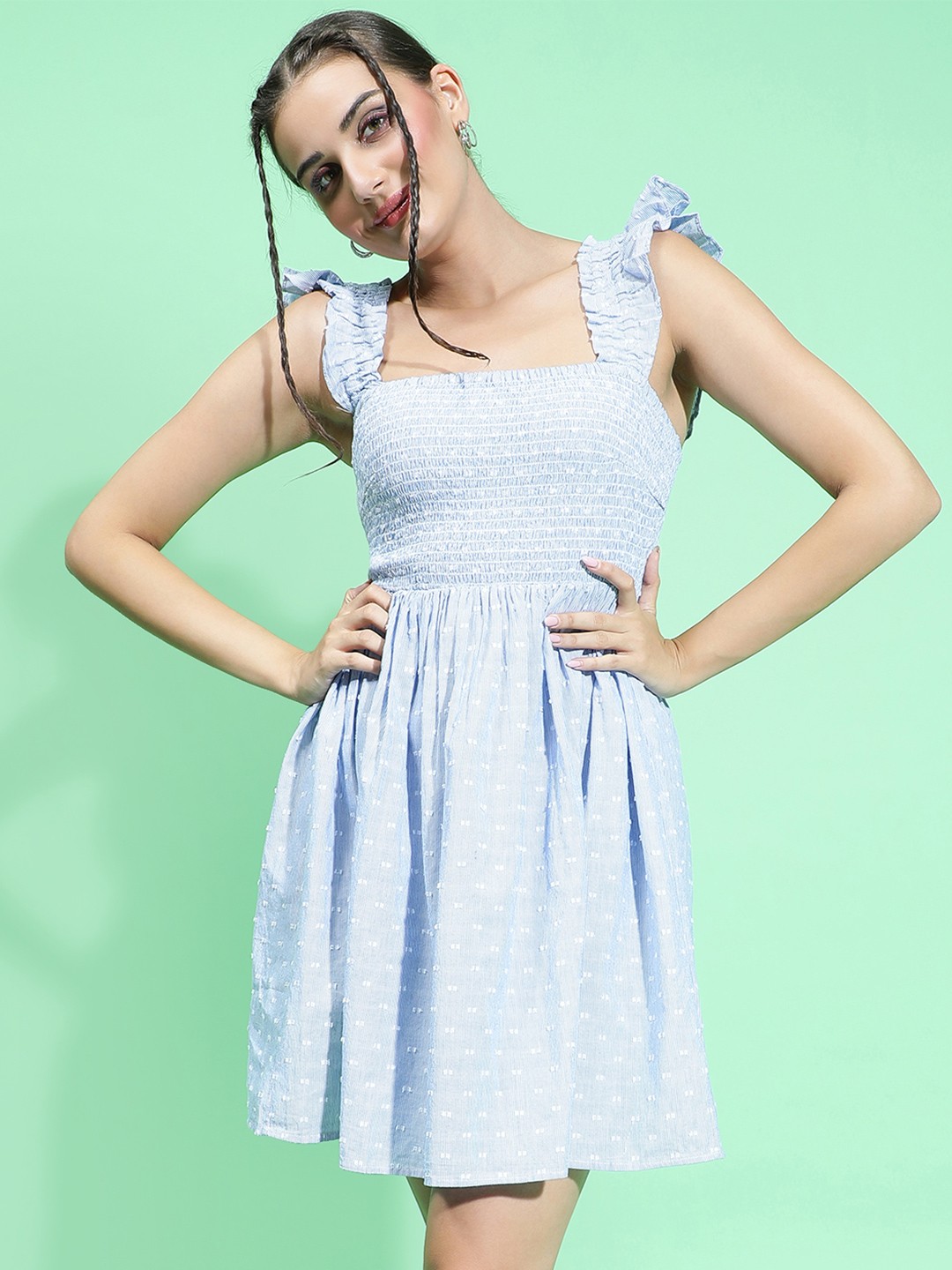 

Oxolloxo Floral Print Fit & Flare Dress, Blue