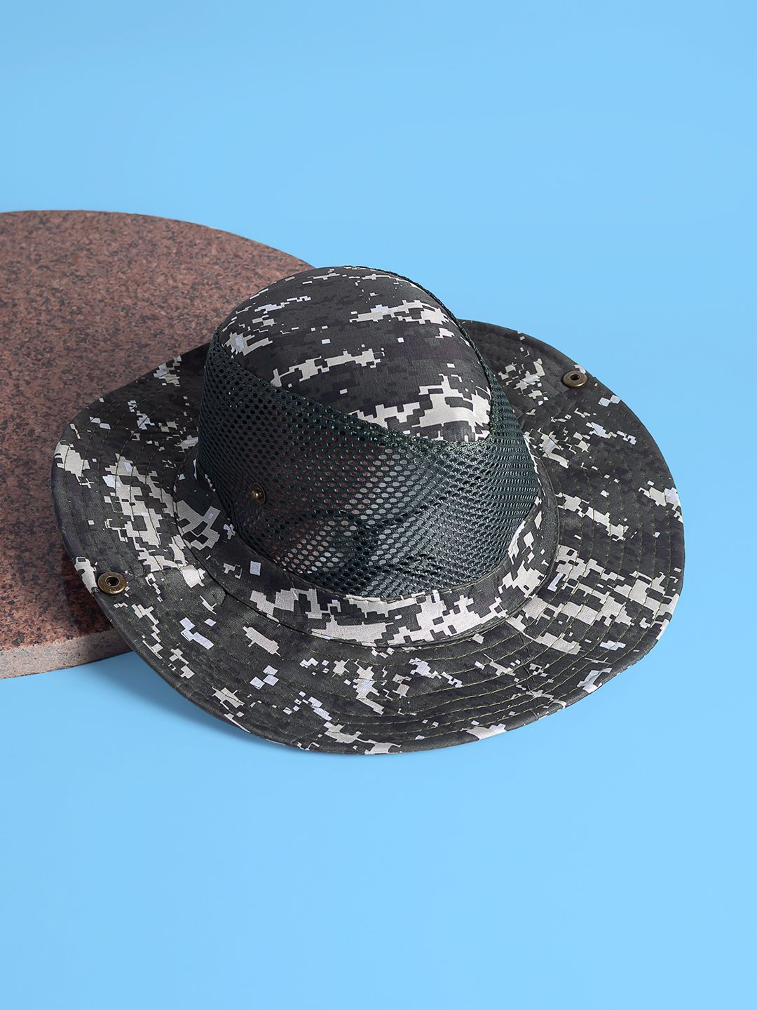 

Golden Peacock Unisex Camouflage Self Design Boonie Bucket Hat, Black