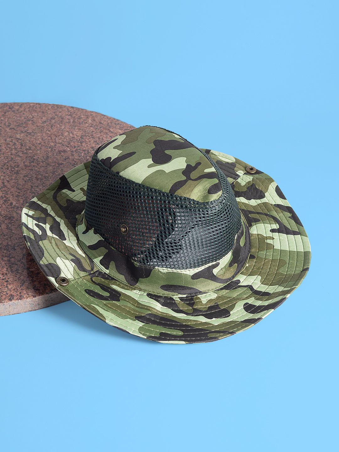 

Golden Peacock Unisex Camouflage Self Design Boonie Bucket Hat, Green