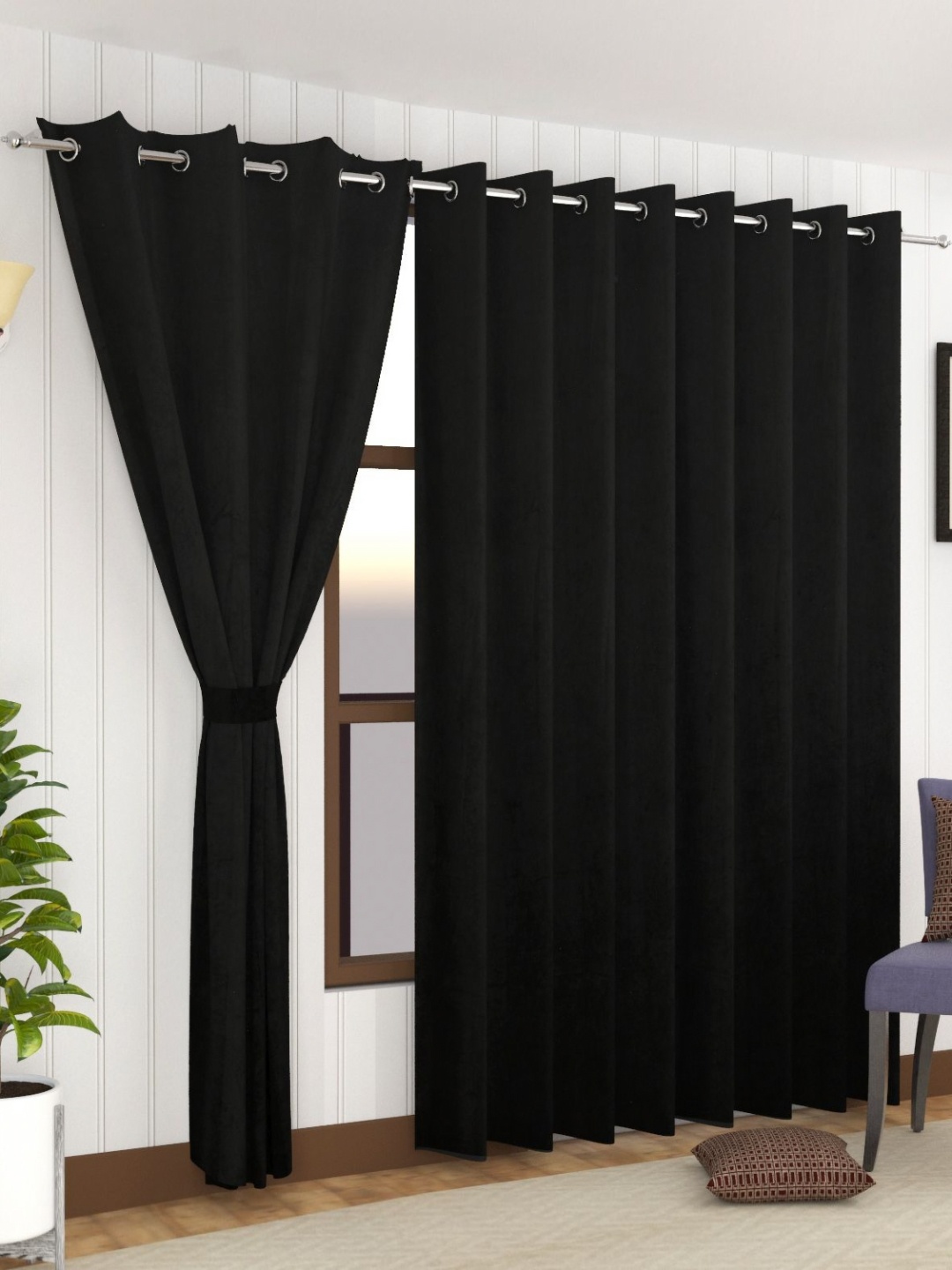 

Florida Black Velvet Eyelet Door Curtain