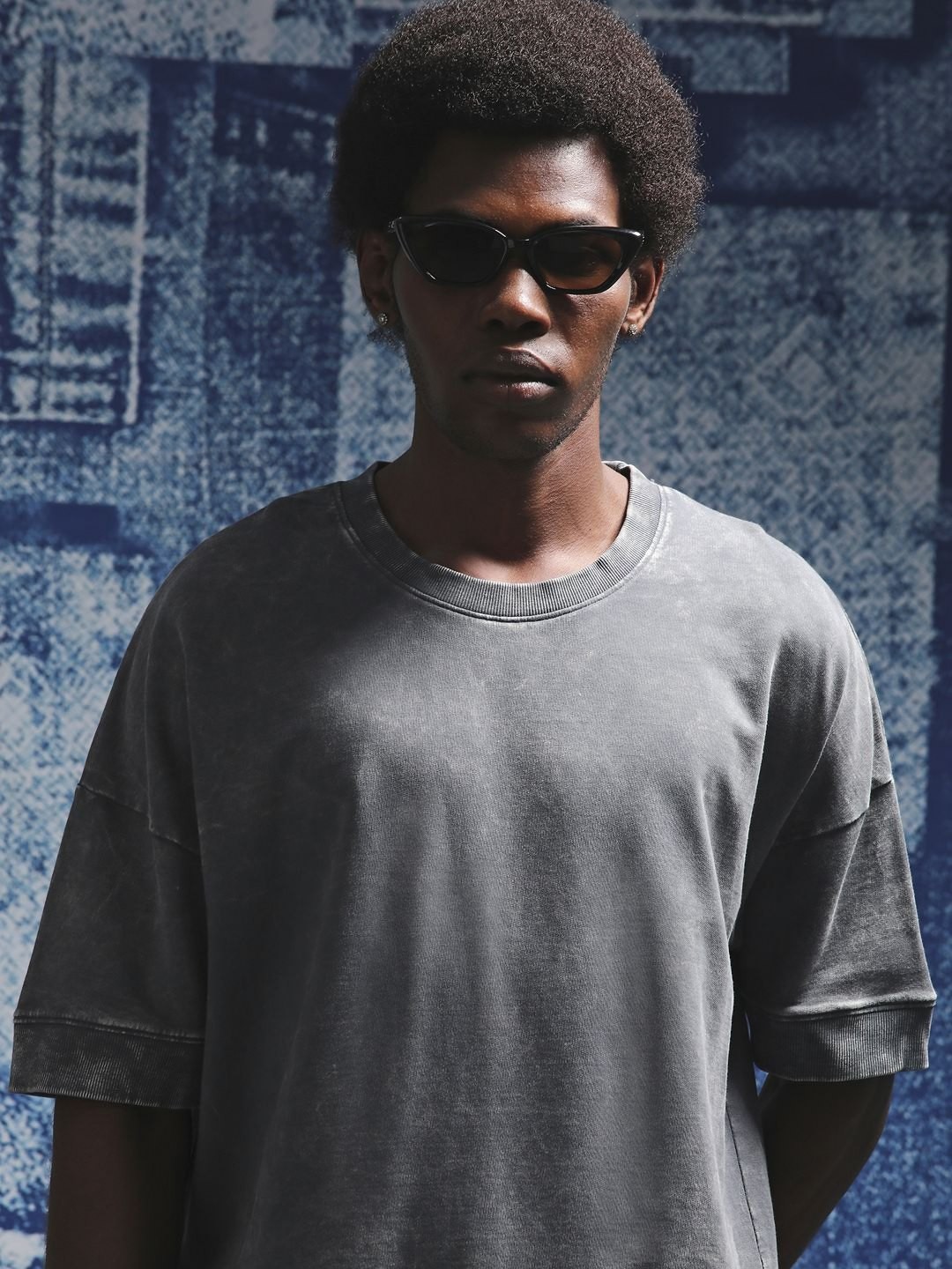 

Henceforth Men Acid Washed Pure Cotton Oversized T-shirt, Grey