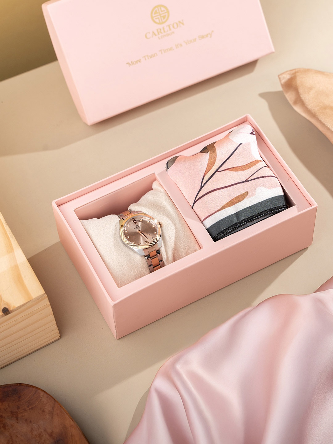 

Carlton London Women Watch Gift Set, Rose gold