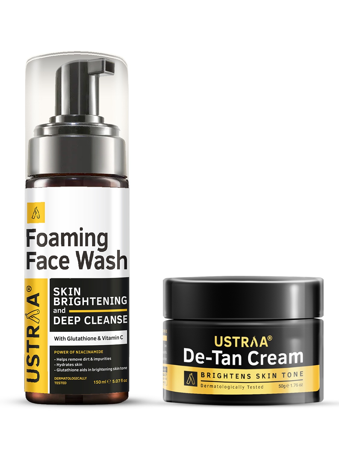 

Ustraa Men Set of Foaming Face Wash 150ml & De-Tan Face Cream 50g, Black