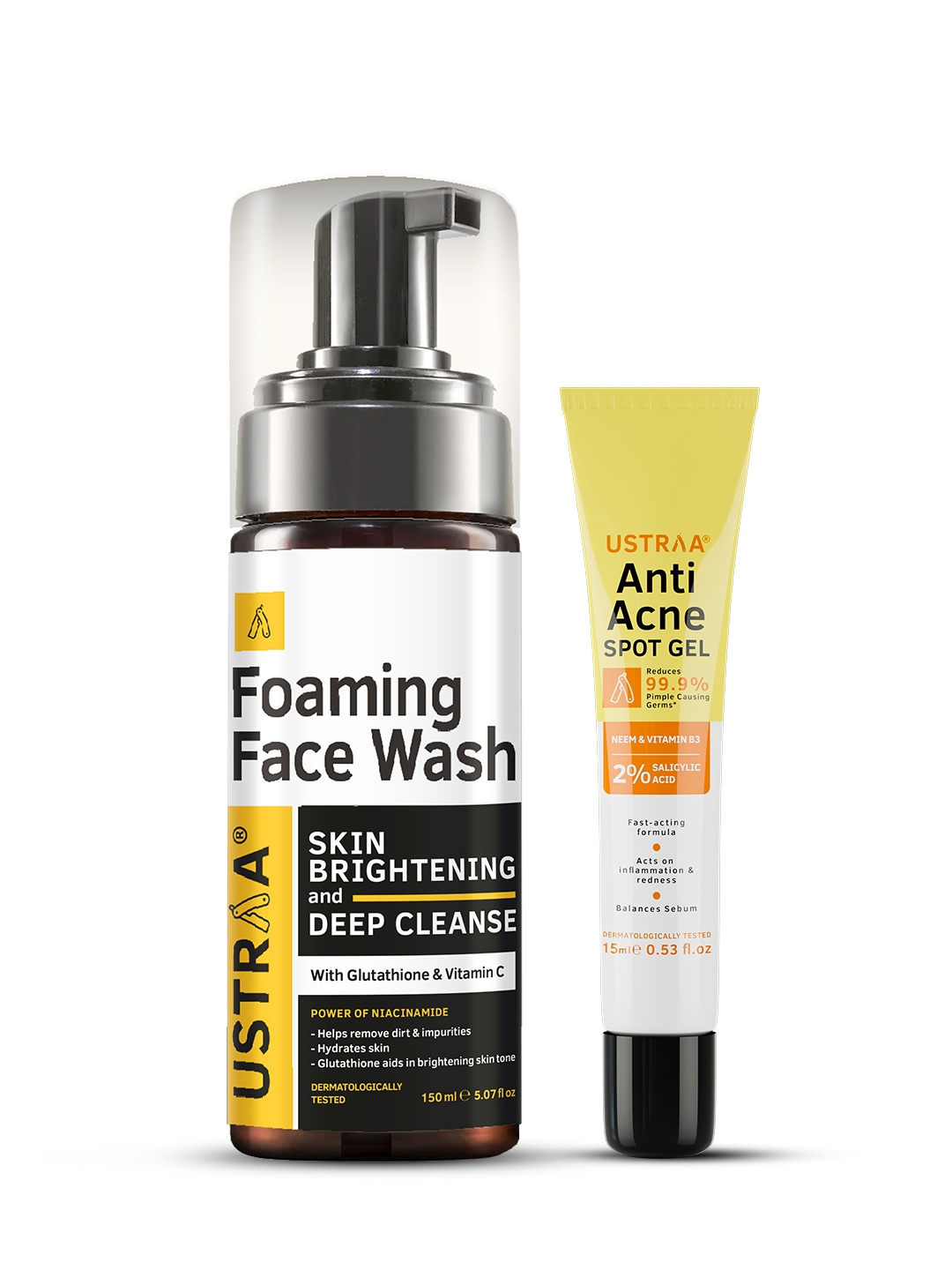

Ustraa Men Set of Foaming Face Wash 150ml & Oil Free Anti-Acne Spot Gel 15g, White