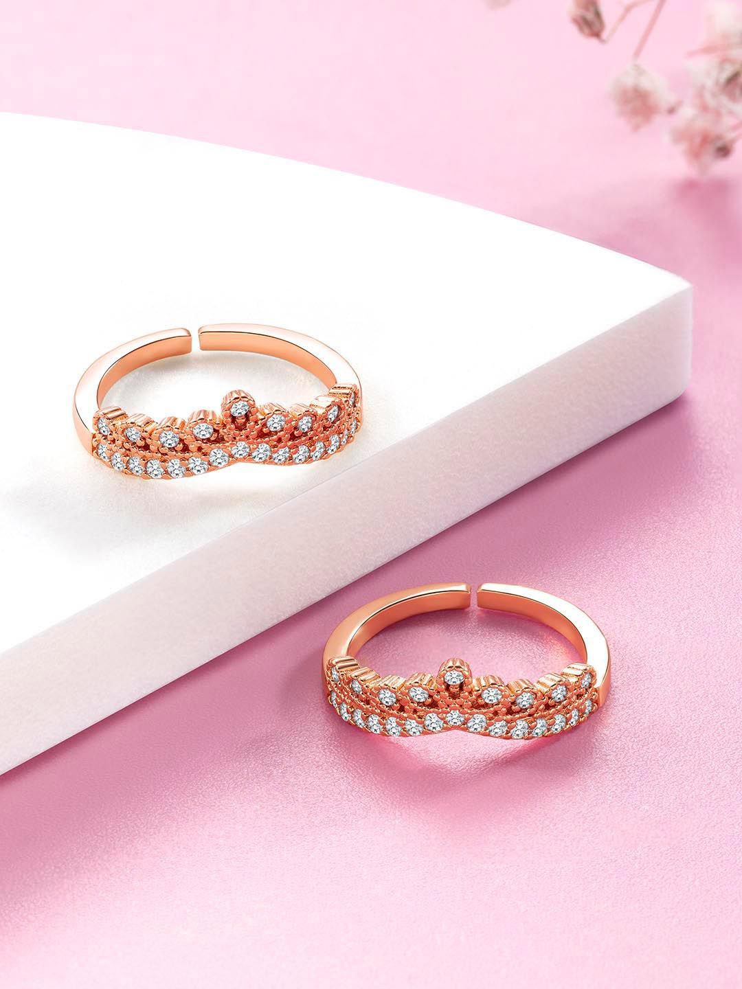 

Peora Rose Gold-Plated Cubic Zirconia Toe Rings