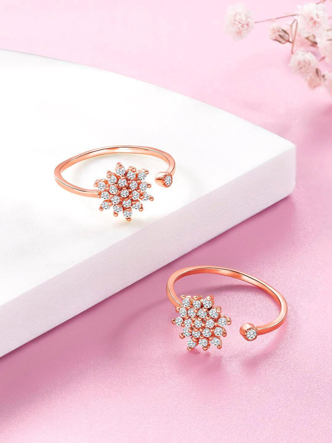 

Peora Rose Gold-Plated Cubic Zirconia Toe Rings