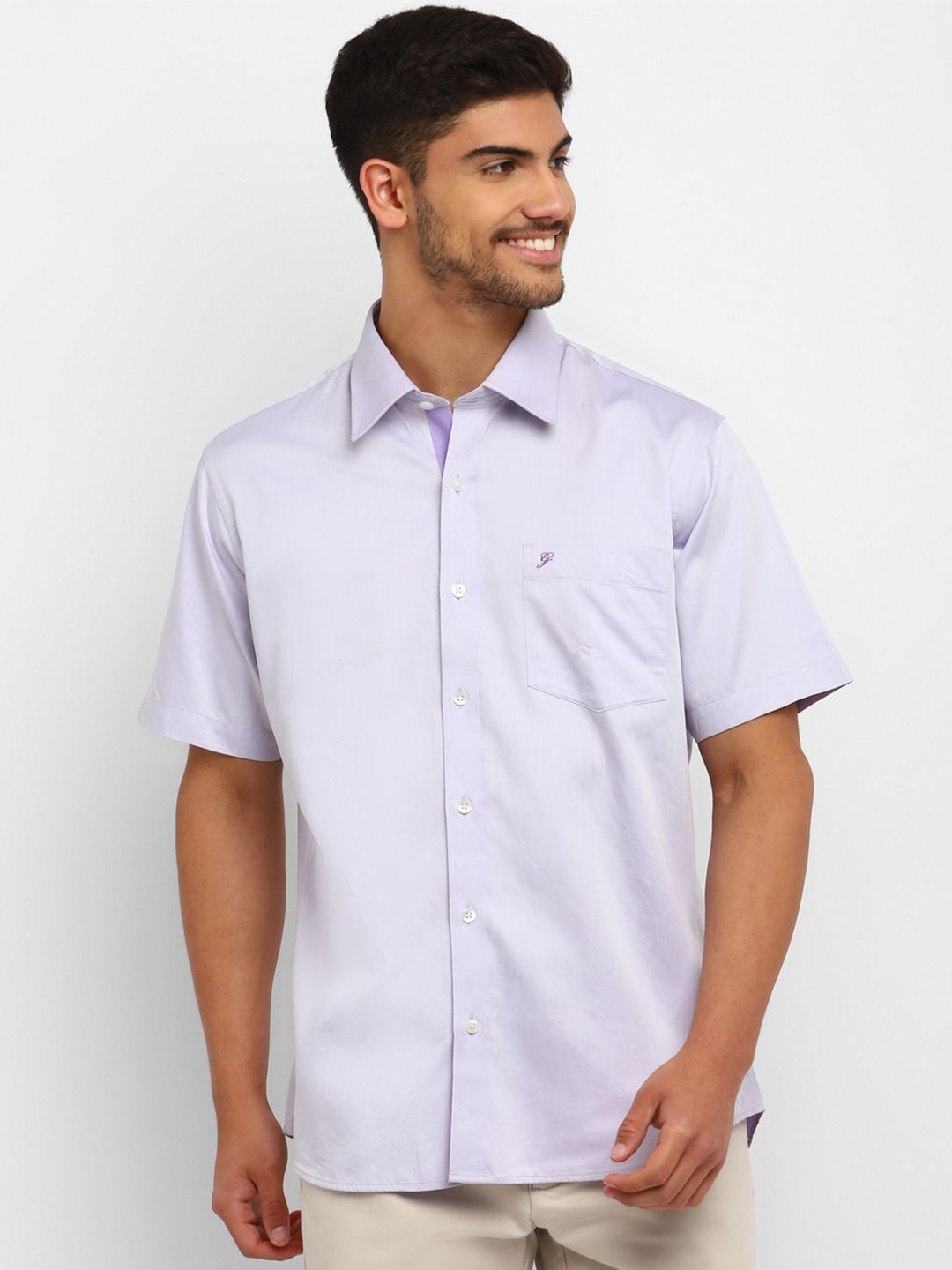 

Givo Men Smart Cotton Spread Collar Opaque Casual Shirt, Lavender