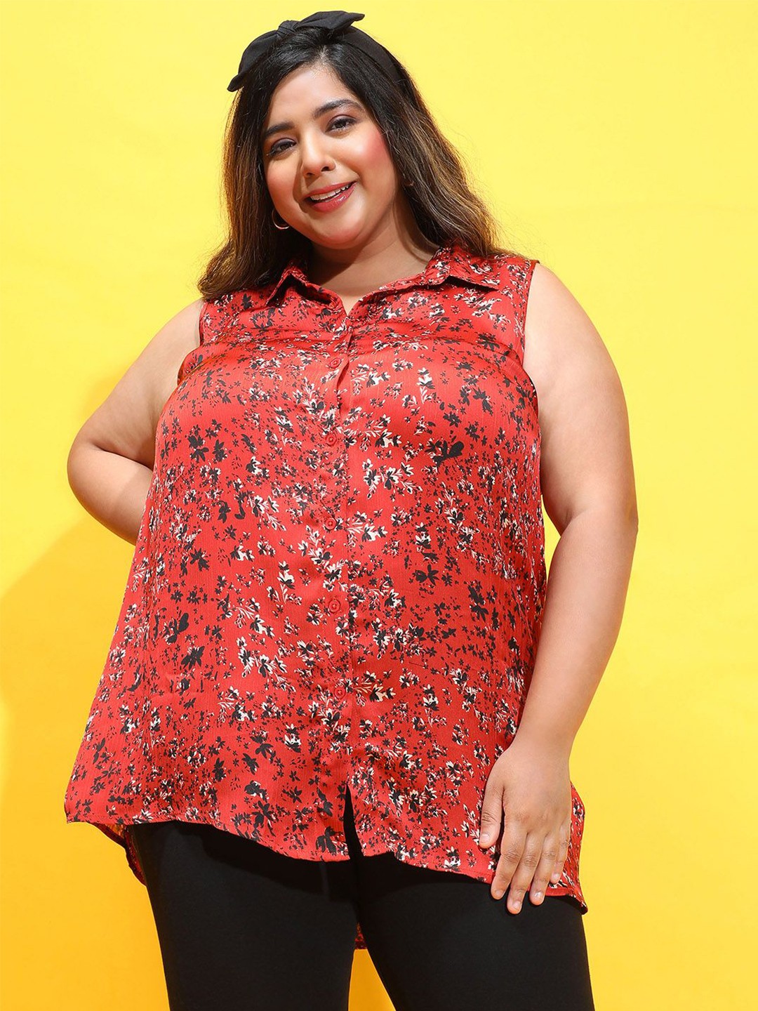 

Oxolloxo Plus Size Women Smart Printed Casual Shirt, Maroon