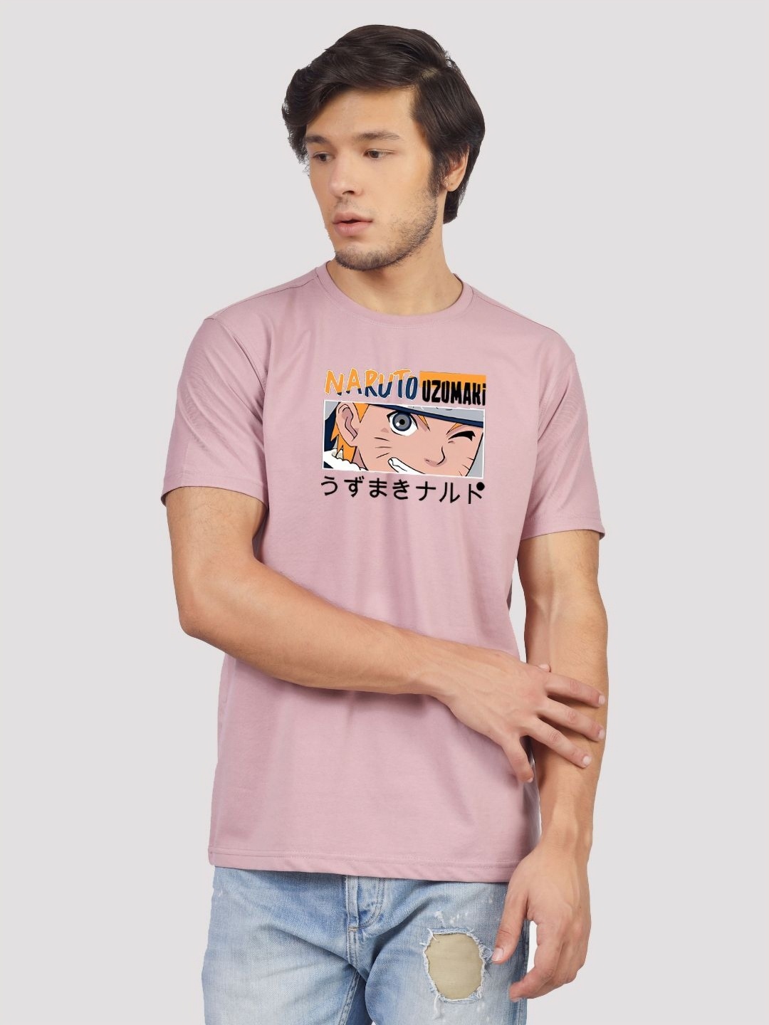 

Greylongg Men Graphic Naruto Printed Round Neck T-shirt, Purple