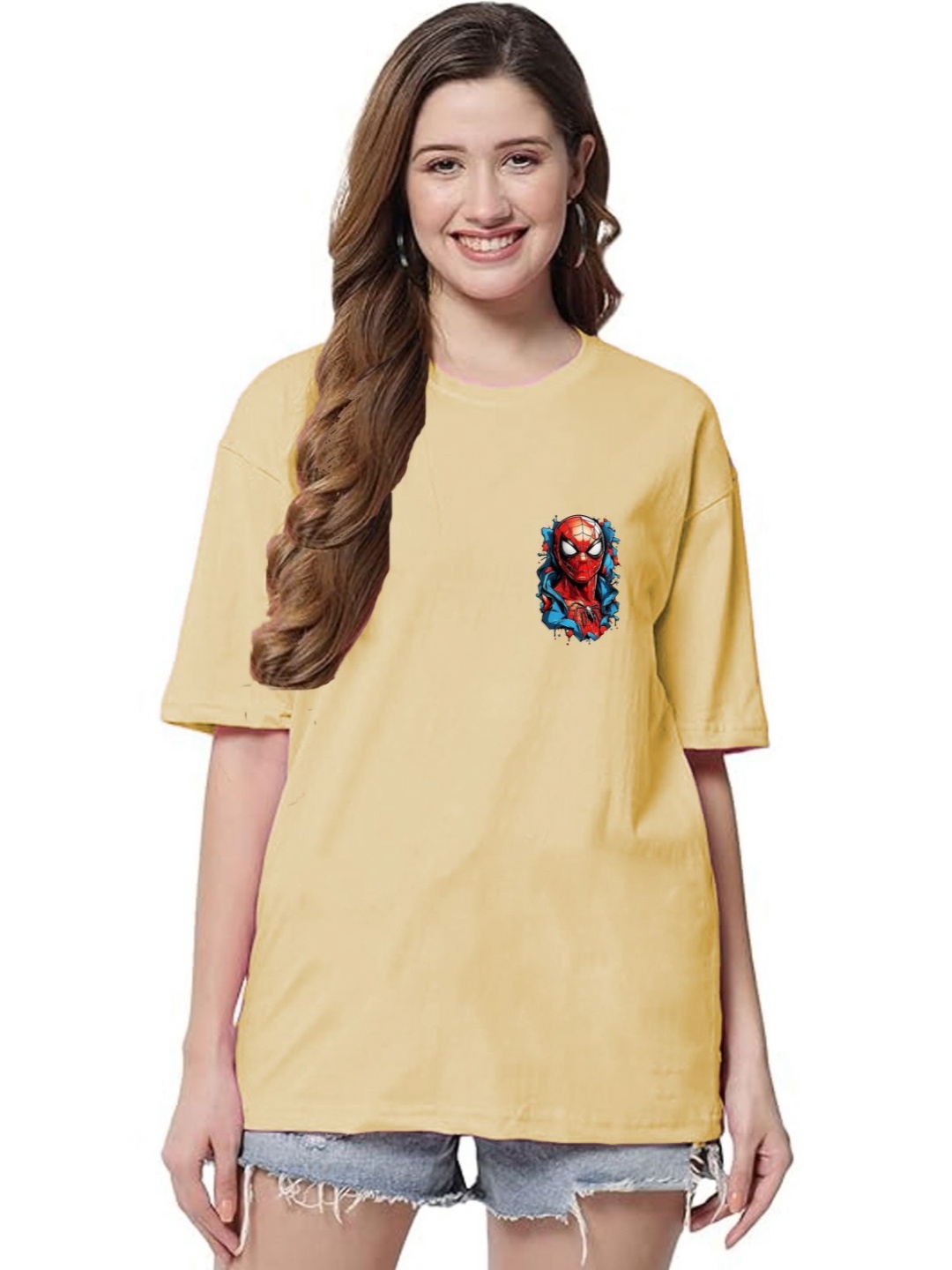 

CLAFOUTIS Women Graphic Printed Oversized T-shirt, Yellow