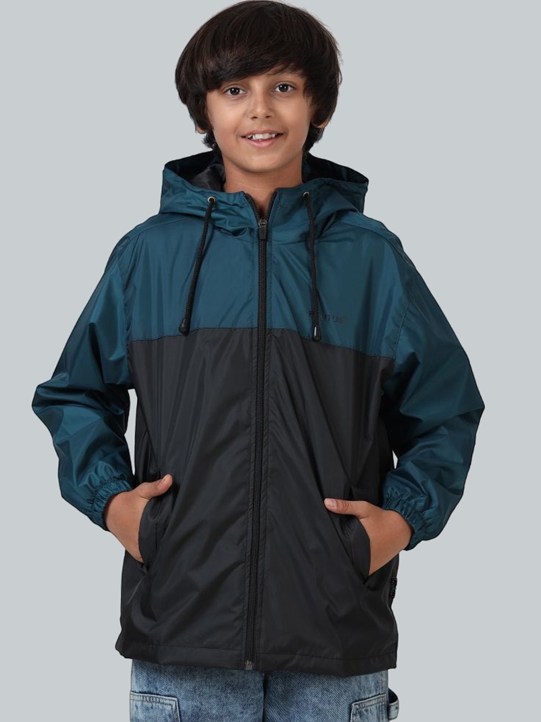 

Plutus Boys Colourblocked Water Resistant Outdoor Bomber Jacket, Black