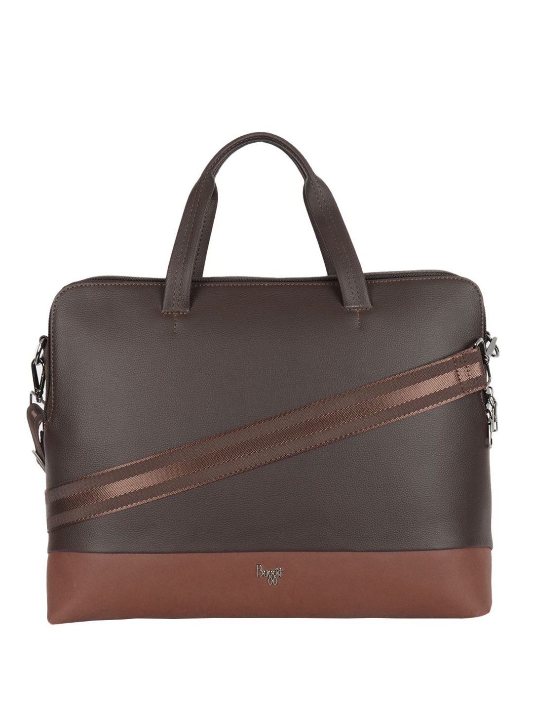 

Baggit Men PU Solid Laptop Bag, Brown