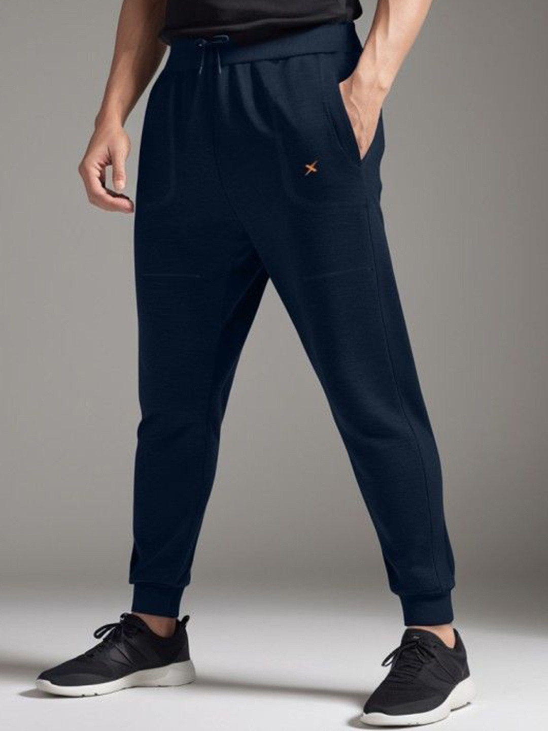 

KRAASA Men Mid Rise Slim Fit Jogger, Navy blue