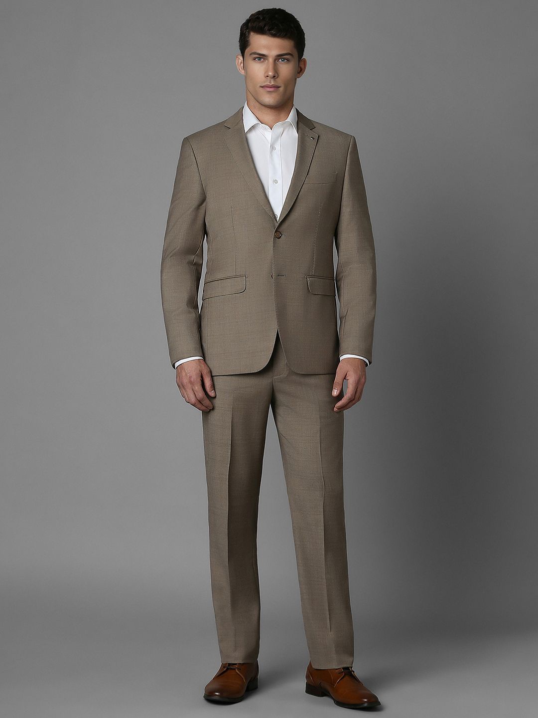 

Louis Philippe Men Checked Slim-Fit Single-Breasted Two-Piece Suit, Brown