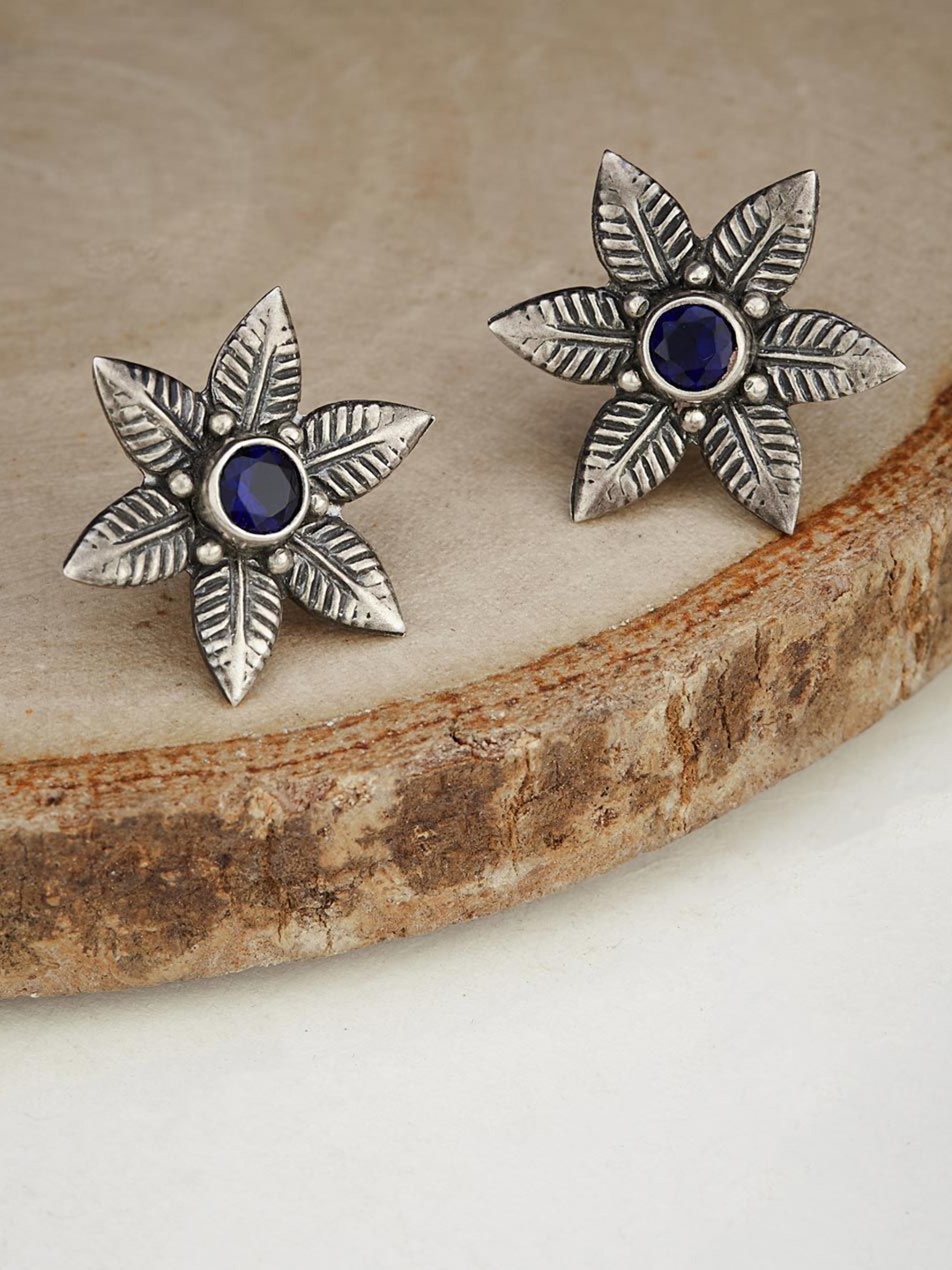 

Fabindia Silver-Plated Stone Studded Contemporary Studs Earrings