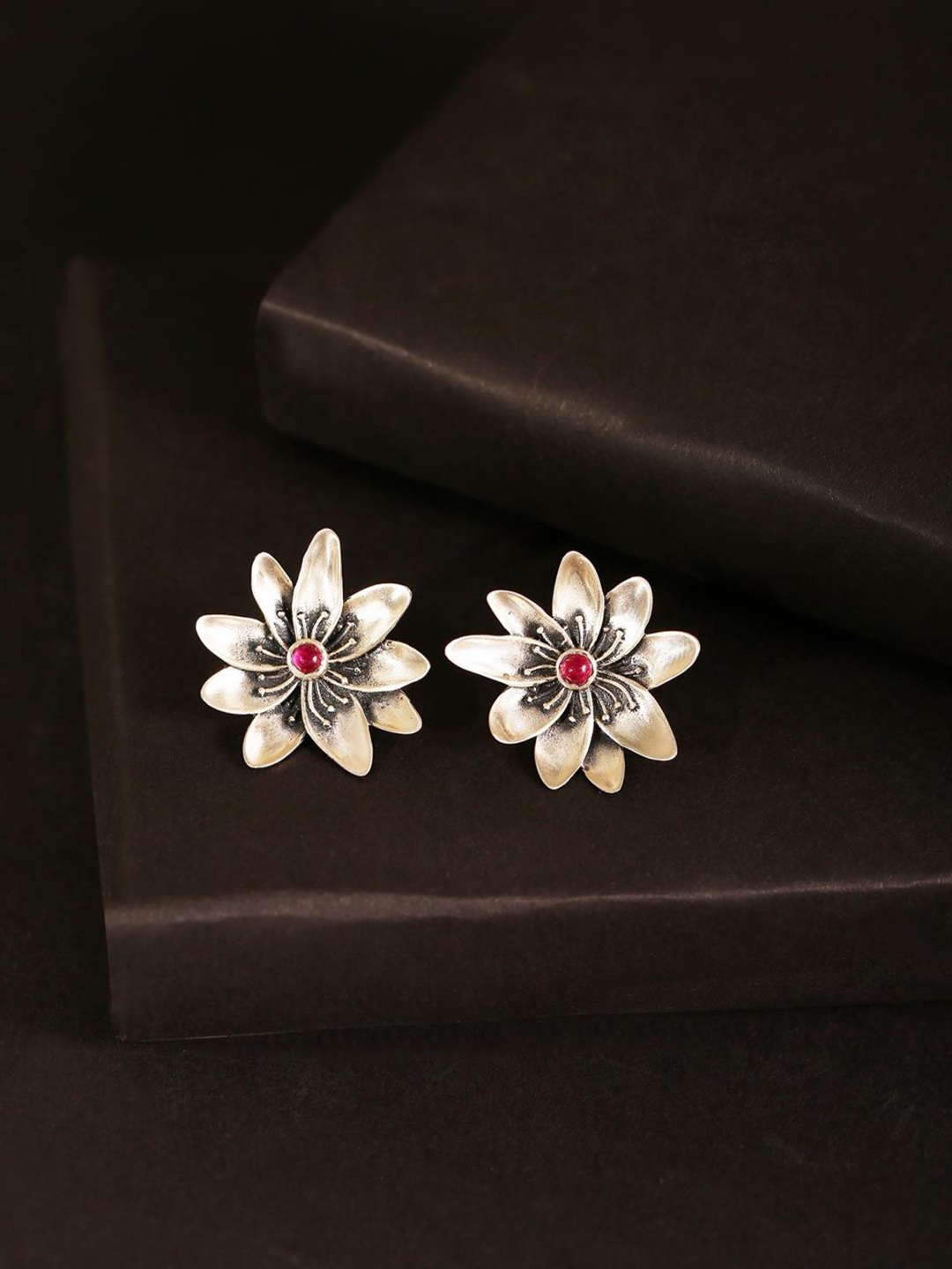 

Fabindia Silver-Plated Stone Studded Contemporary Studs Earrings