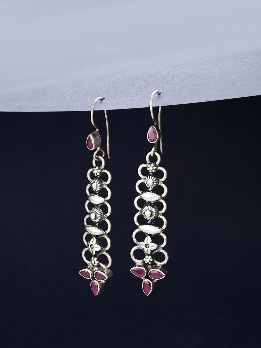 

Fabindia Stone Studded Contemporary Drop Earrings, Silver