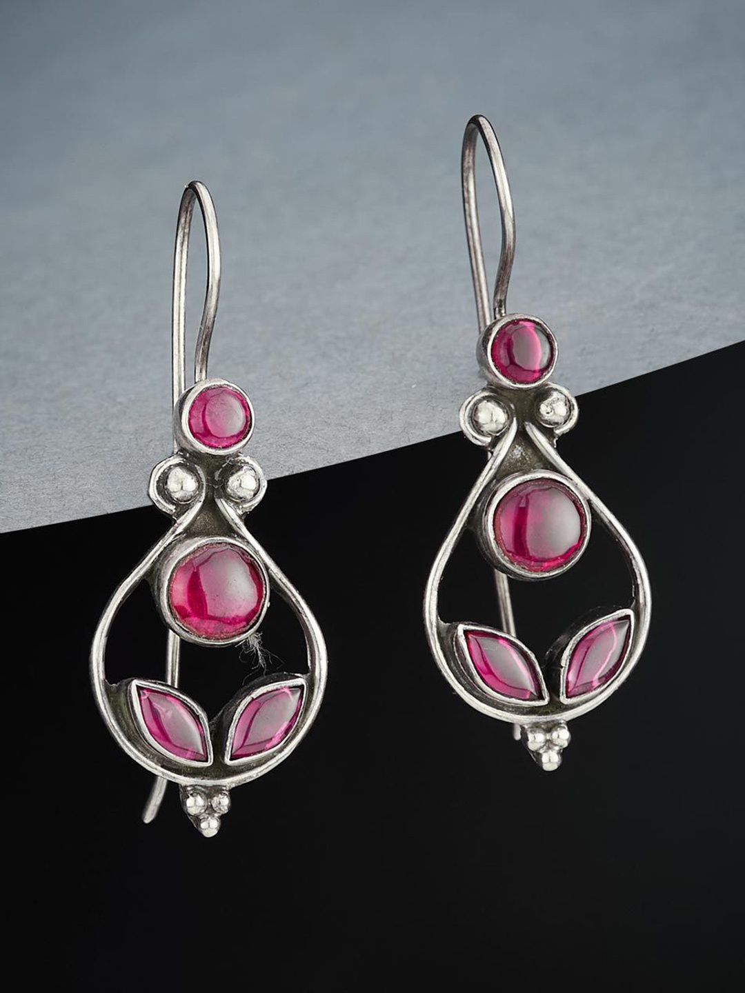 

Fabindia Stone Studded Contemporary Drop Earrings, Silver