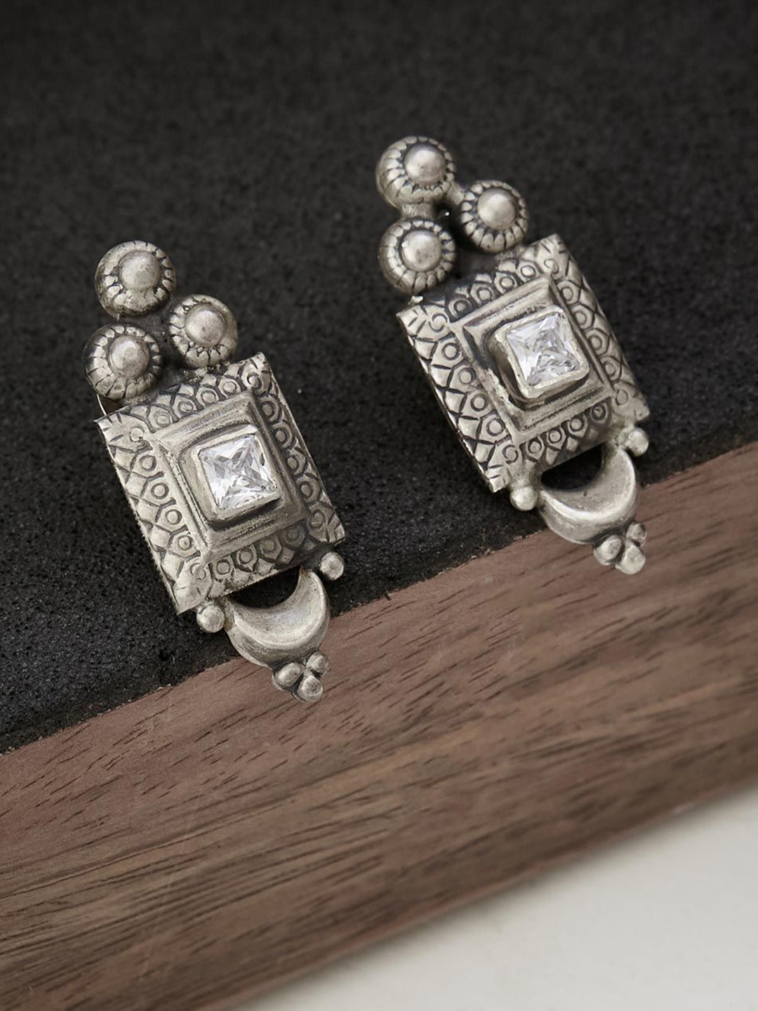 

Fabindia Silver-Plated Contemporary Drop Earrings