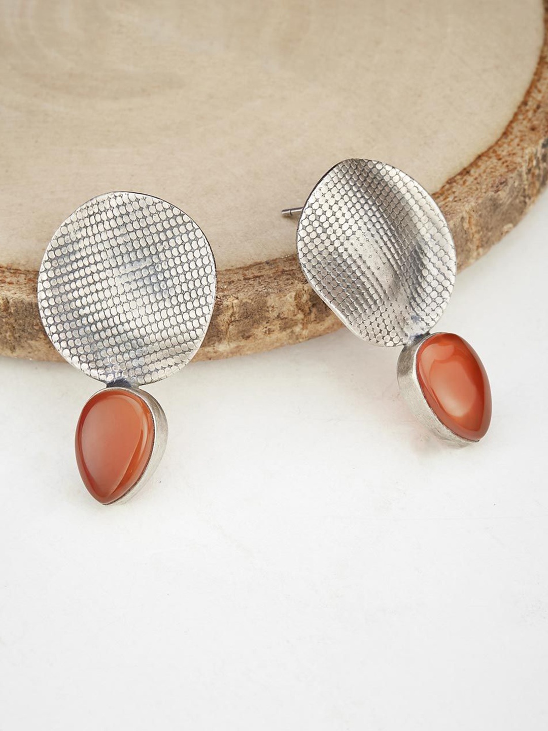 

Fabindia Silver Plated Stone Studded Contemporary Drop Earrings