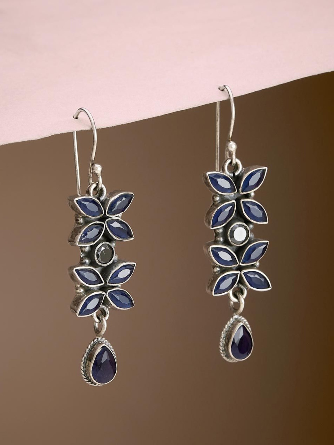 

Fabindia Silver Plated Artificial Stones Silver Drop Earrings