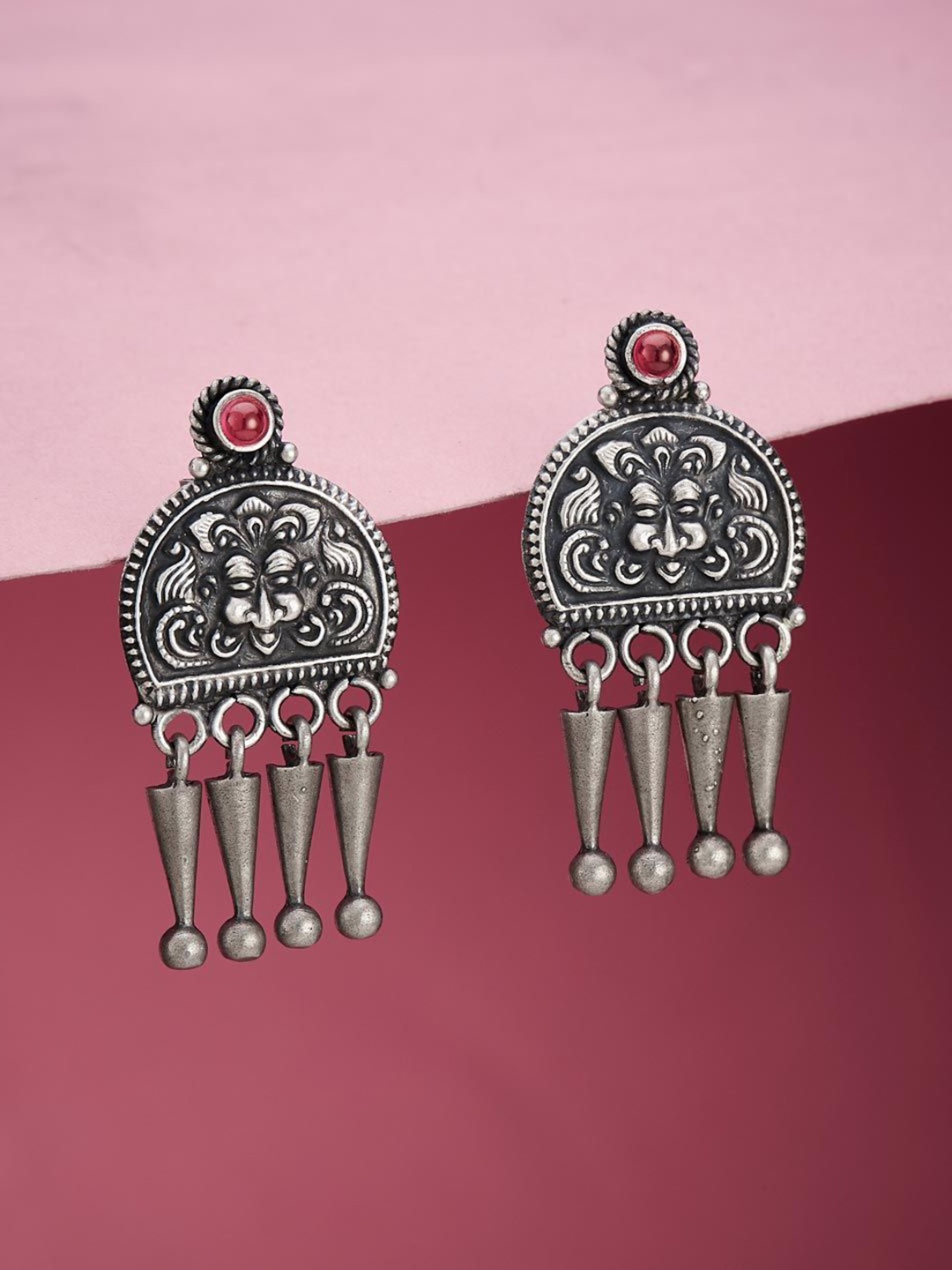 

Fabindia Silver Plated Artificial Stones Silver Drop Earrings