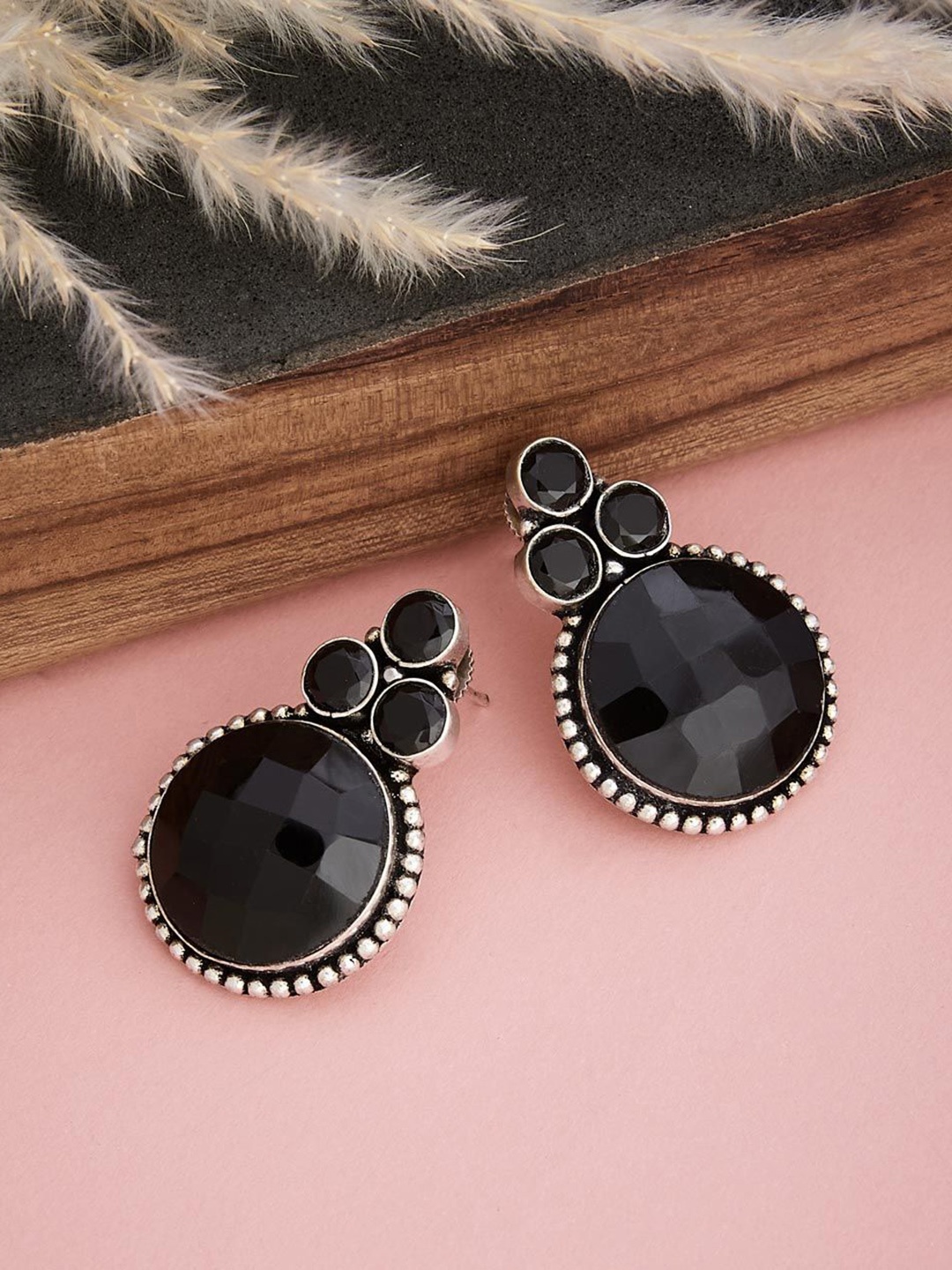 

Fabindia Stones Studded Contemporary Drop Earrings, Silver