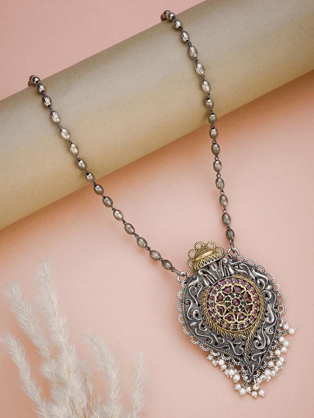 

Fabindia Stone Studded Long Chain, Silver